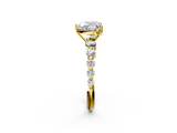 Yellow gold Heart Solitaire Diamond Ring with Pave Band and Four-Prong Setting_268