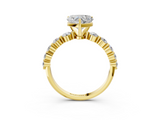 Yellow gold Heart Solitaire Diamond Ring with Pave Band and Four-Prong Setting_269