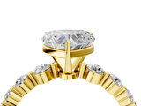 Yellow gold Heart Solitaire Diamond Ring with Pave Band and Four-Prong Setting_270