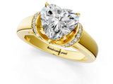 Yellow gold Heart Solitaire Diamond Ring with Pave Band and Six-Prong Setting_36