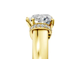Yellow gold Heart Solitaire Diamond Ring with Pave Band and Six-Prong Setting_40