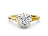 Yellow gold Heart Solitaire Diamond Ring with Six-Prong Setting and Tapered Band_25