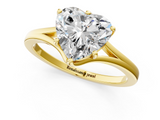 Yellow gold Heart Solitaire Diamond Ring with Six-Prong Setting and Tapered Band_26