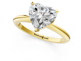 Yellow gold Heart Solitaire Diamond Ring with Six-Prong Setting on a Classic Band 1