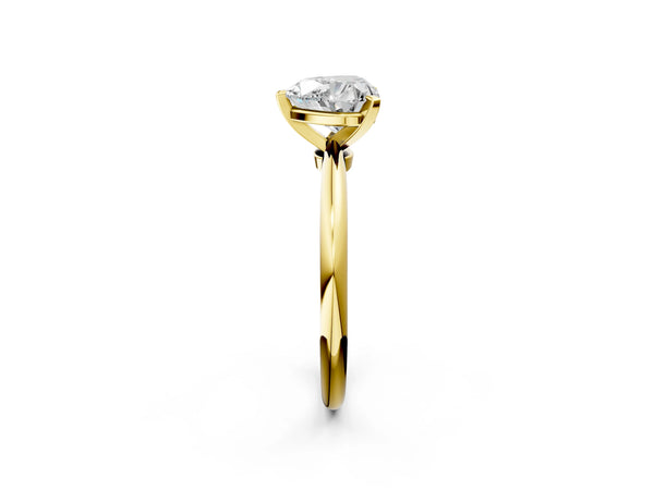 Yellow gold Heart Cut Diamond Solitaire Ring with Six-Prong Setting and Classic Band
