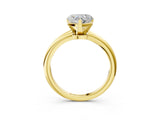 Yellow gold Heart Solitaire Diamond Ring with Six-Prong Setting on a Classic Band 3
