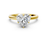 Yellow gold Heart Solitaire Diamond Ring with Six-Prong Setting on a Classic Band_3