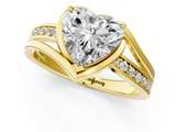 Yellow gold Heart Solitaire Diamond Ring with Split Shank and Prong Setting_89