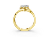 Yellow gold Heart Solitaire Diamond Ring with Split Shank and Prong Setting_91