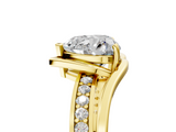 Yellow gold Heart Solitaire Diamond Ring with Split Shank and Prong Setting_93