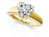 Yellow gold Heart Solitaire Diamond Ring with Tapered Band and Four-Prong Setting_50