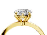 Yellow gold Heart Solitaire Diamond Ring with Thin Band and Four-Prong Setting_7