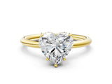 Yellow gold Heart Solitaire Diamond Ring with a Classic Band and Four-Prong Setting