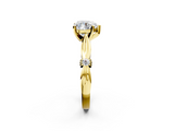 Yellow gold Heart Solitaire Diamond Twisted Band with Four-Prong Setting_49
