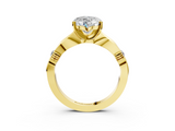 Yellow gold Heart Solitaire Diamond Twisted Band with Four-Prong Setting_50