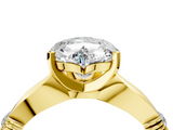 Yellow gold Heart Solitaire Diamond Twisted Band with Four-Prong Setting_51