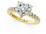 Yellow gold Heart Solitaire Diamond with Pavé Band and Four-Prong Setting_80