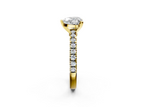 Yellow gold Heart Solitaire Diamond with Pavé Band and Four-Prong Setting_81
