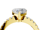 Yellow gold Heart Solitaire Diamond with Pavé Band and Four-Prong Setting_83