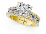Yellow gold Heart Solitaire Diamond with Pave and Channel Set Band_90
