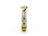Yellow gold Heart Solitaire Diamond with Pave and Channel Set Band_91