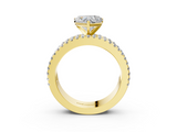 Yellow gold Heart Solitaire Diamond with Pave and Channel Set Band_92