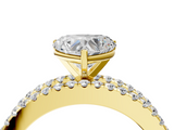 Yellow gold Heart Solitaire Diamond with Pave and Channel Set Band_93
