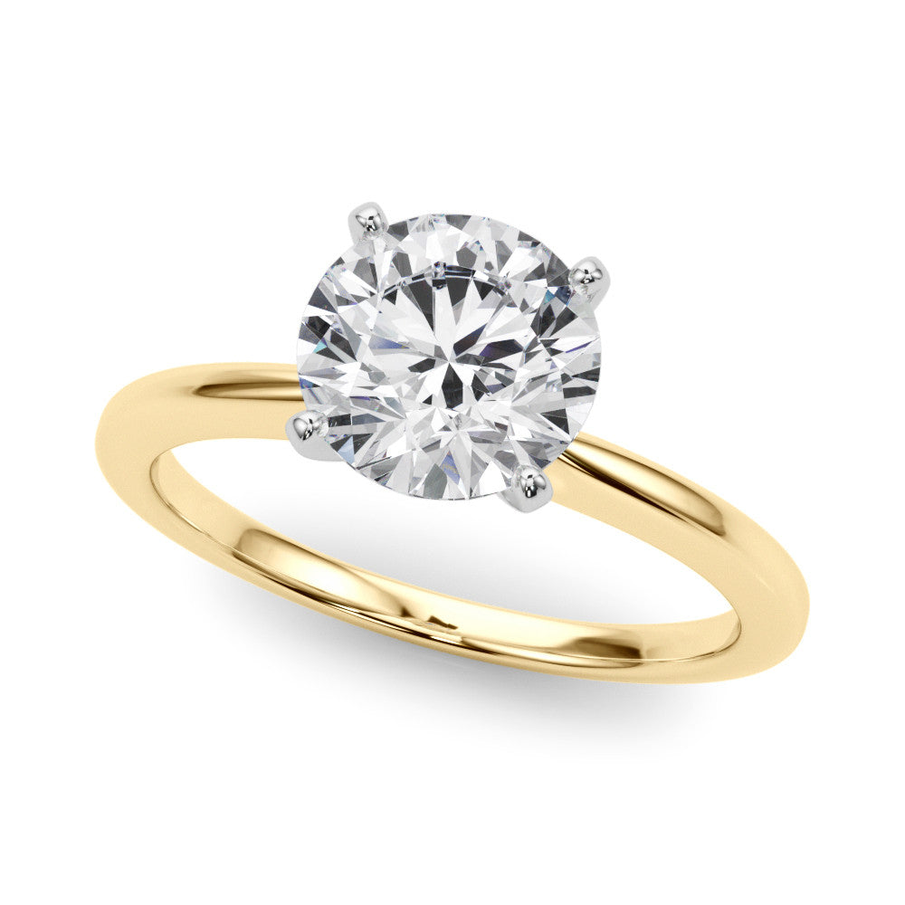10K Yellow Gold 1.04 Carat E VVS2 Round Solitaire Engagement Ring with Classic Band and Four-Prong Setting