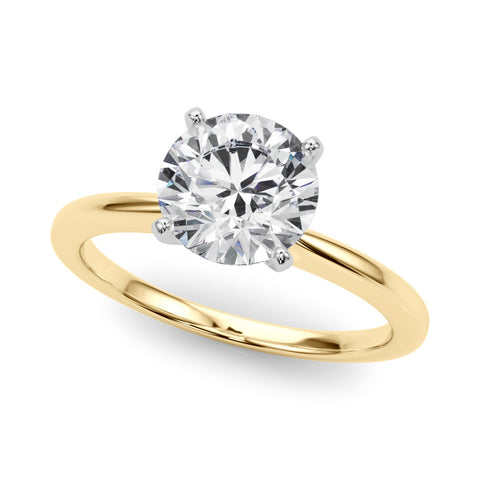 Yellow gold Heart Solitaire Engagement Ring with Classic Band and Four-Prong Setting 2