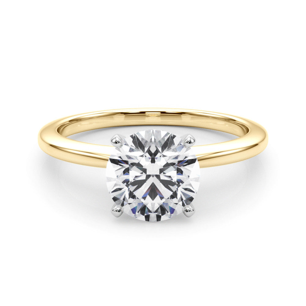 Yellow gold Heart Solitaire Engagement Ring with Classic Band and Four-Prong Setting
