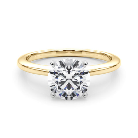 Yellow gold Heart Solitaire Engagement Ring with Classic Band and Four-Prong Setting
