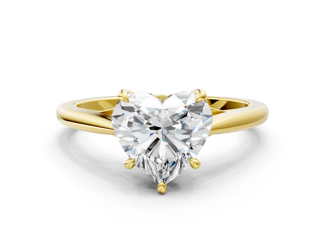 Yellow gold Heart Solitaire Engagement Ring with Four-Prong Setting and Classic Band 1