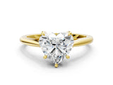 Yellow gold Heart Solitaire Engagement Ring with Four-Prong Setting and Classic Band 1