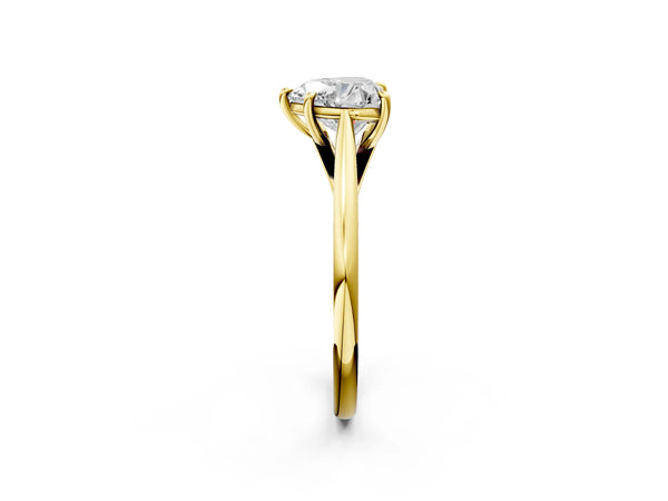 Yellow gold Heart Solitaire Engagement Ring with Four-Prong Setting and Classic Band