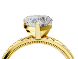 Yellow gold Heart Solitaire Engagement Ring with Scrollwork Band and Four-Prong Setting_142