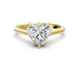 Yellow gold Heart Solitaire Engagement Ring with Six-Prong Setting and Classic Band 1