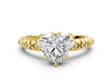 Yellow gold Heart Solitaire Floral Milgrain Engagement Ring_32