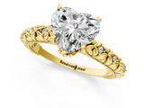 Yellow gold Heart Solitaire Floral Milgrain Engagement Ring_33