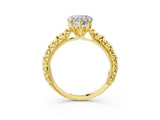 Yellow gold Heart Solitaire Floral Milgrain Engagement Ring_35