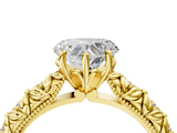Yellow gold Heart Solitaire Floral Milgrain Engagement Ring_36