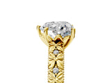 Yellow gold Heart Solitaire Floral Milgrain Engagement Ring_37