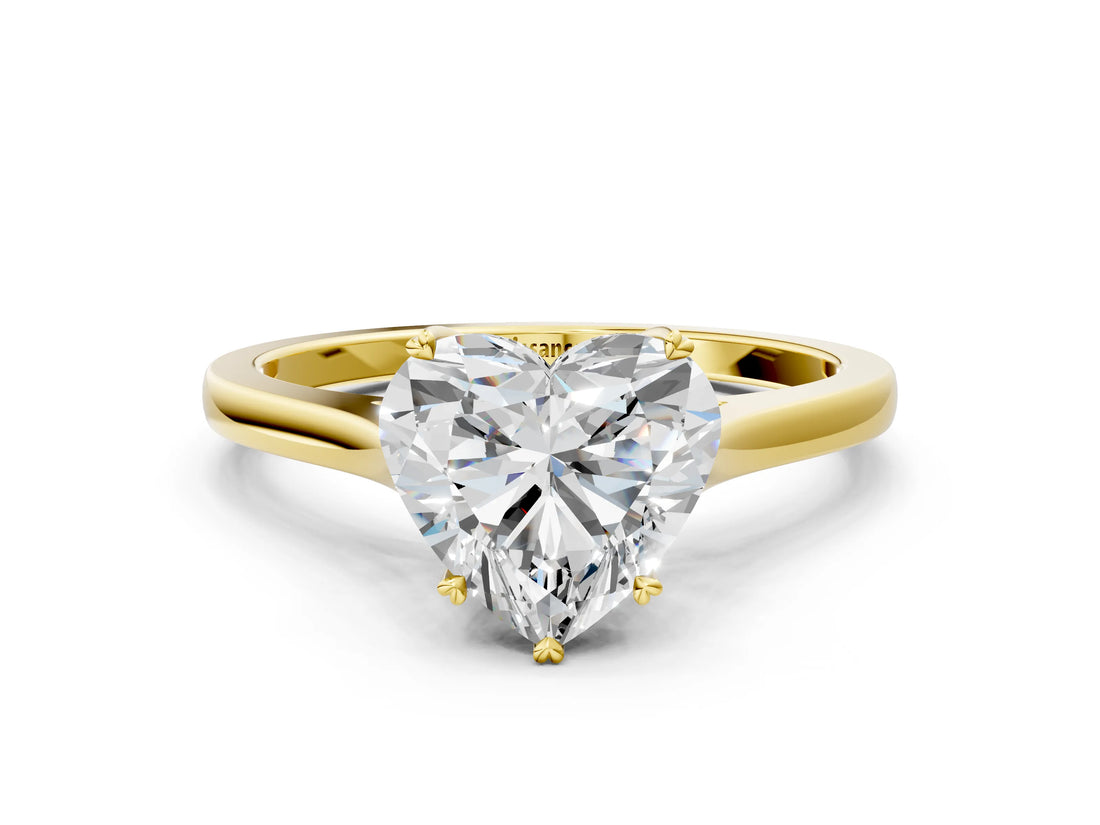 Yellow gold Heart Solitaire Heart Prong Engagement Ring with Tapered Band_55