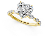 Yellow gold Heart Solitaire Marquise Side Stone Prong Setting Ring_54