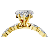 Yellow gold Heart Solitaire Marquise Side Stone Prong Setting Ring_57