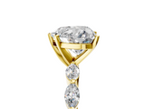 Yellow gold Heart Solitaire Marquise Side Stone Prong Setting Ring_58