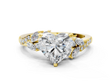 Yellow gold Heart Solitaire Marquise Twist Band with Six-Prong Setting_50