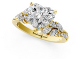 Yellow gold Heart Solitaire Marquise Twist Band with Six-Prong Setting_51