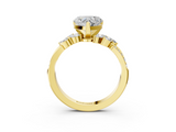 Yellow gold Heart Solitaire Marquise Twist Band with Six-Prong Setting_53