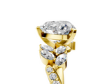 Yellow gold Heart Solitaire Marquise Twist Band with Six-Prong Setting_55