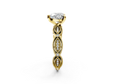 Yellow gold Heart Solitaire Milgrain Diamond Engagement Ring with Bezel and Marquise Band_135